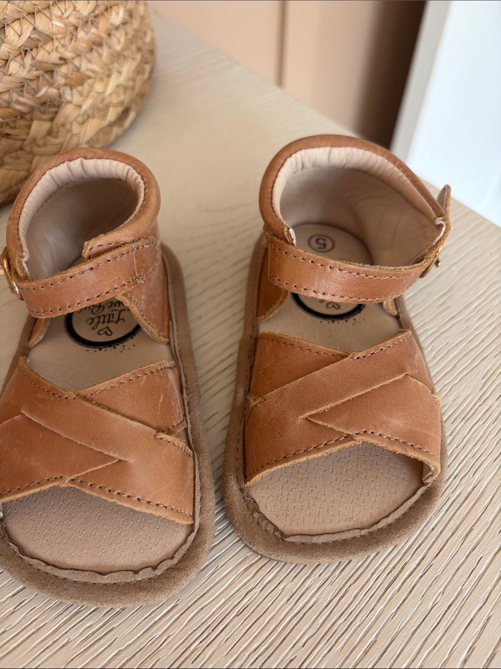 H&M Tan Leather Crisscross Strap Kids Sandals
